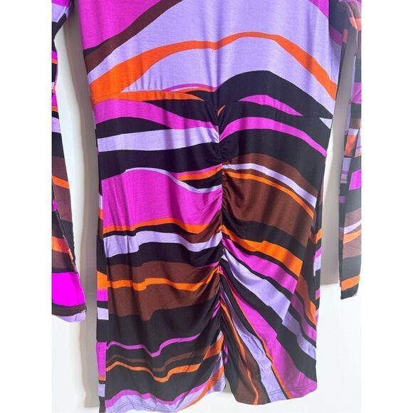 Sanctuary mock neck long sleeve 70s striped mini dress sz S - Picture 3 of 6